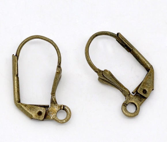 Set of 10 Five Pair.... Antique Brass Drop Earring Crystals Charm Drops