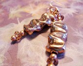 Wavy Shiny Copper Metal Hanging Earrings
