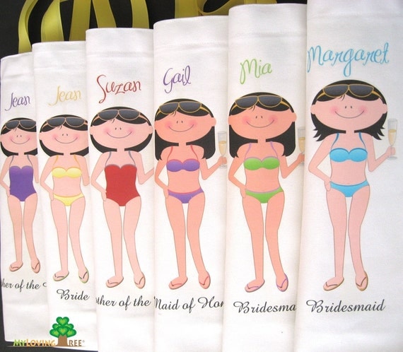 Personalized bridesmaids gifts bags summer wedding or bridal shower party or beach wedding favors thank you gifts Il_570xn