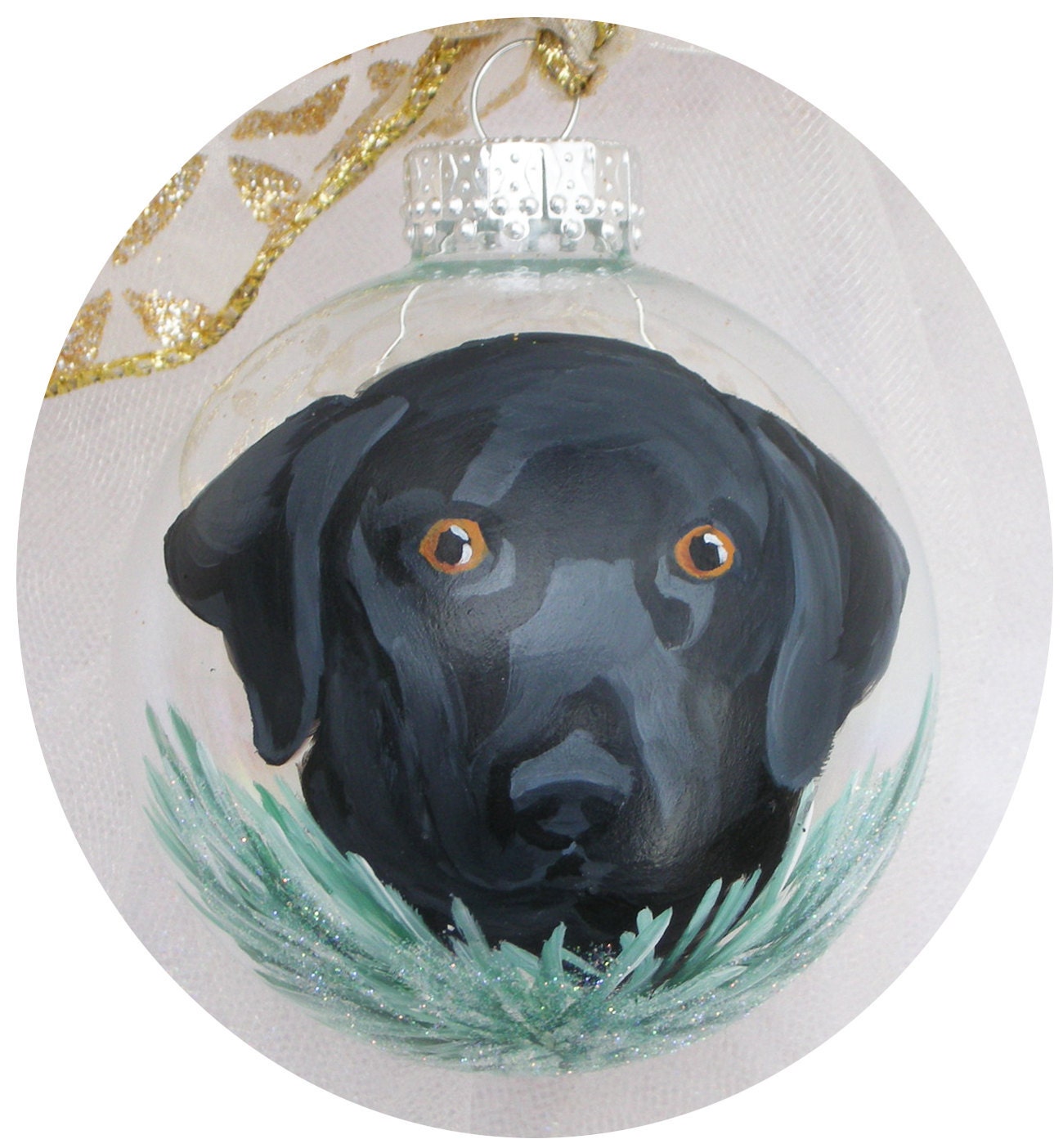 Black Lab Ornament Hand Painted