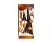 Lamp Stained Glass Brown with Agate Geodes  Handmade OOAK