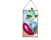 Stained Glass Panel Bud Vase Agate Geode Wall Vase Pink Blue Sun Catcher Handmade OOAK