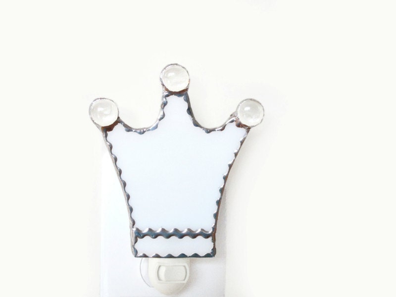 Crown Stained Glass Night Light Snow White Princess Nightlight Handmade OOAK