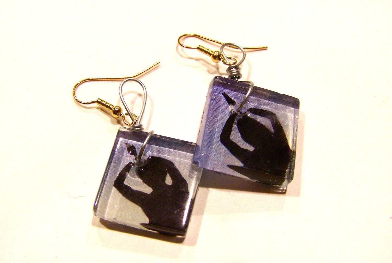 Earrings. Hypoallergenic, Blue, Yoga, Glass, Eco Friendly, Meditate, Magazine. Upcycled Jewelry by AnotherUse.