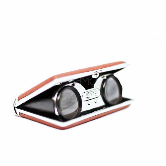 Retro Photography theater opera glasses groovy fine art office decor fancy classy evening leather mad men 8x8 Elyte folding binoculars