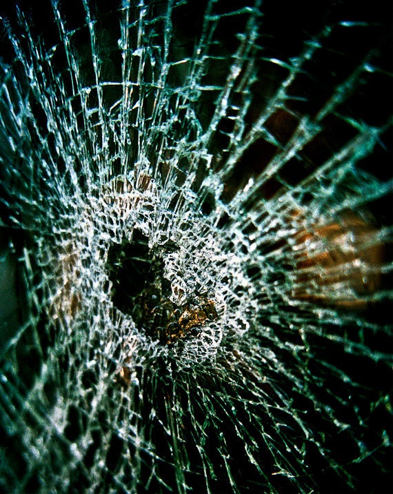Abstract broken Photograph glass broken heart smash destroyed window green cube square crack anti modern decor Shattered 8x10 fine art