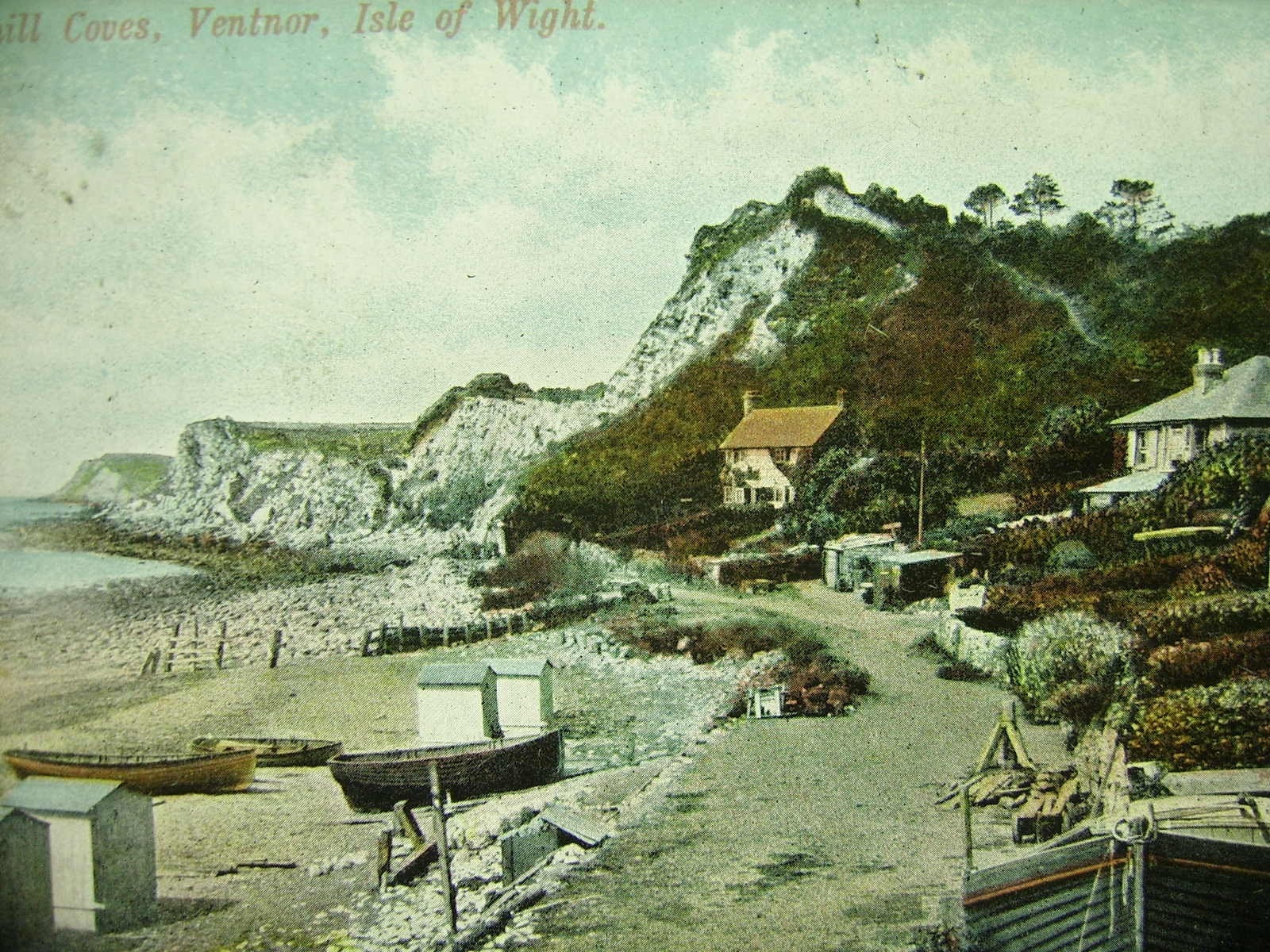 Antique Postcard from England - The beach at Steephill Coves, Ventnor, Isle of Wight