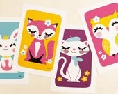 Set of four mini prints - Animal Friends