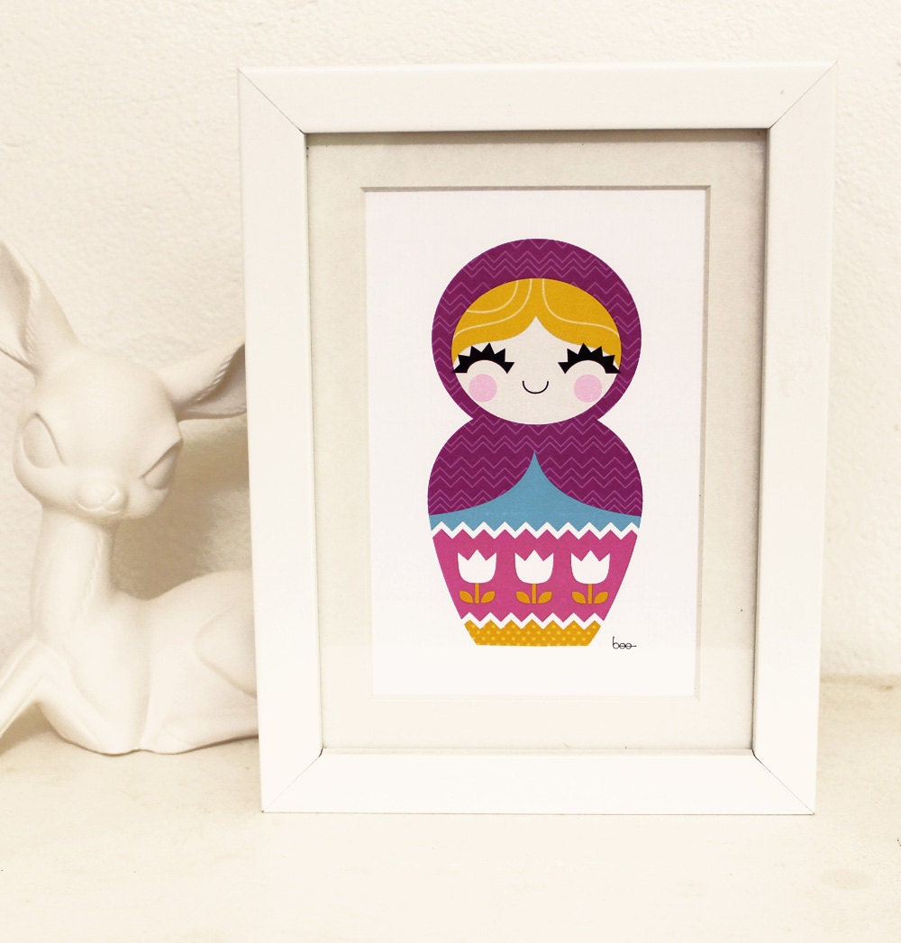 Mini Print - Matryoshka (purple scarf)