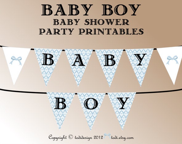 Baby Shower Party Printables INSTANT DOWNLOAD- Damask Baby Boy Il_170x135