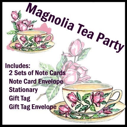 Magnolia Tea Party 5 Piece Stationary Set - Printable PDF