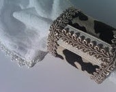 Animal Print Napkin Rings Cheetah Black & Beige Designer Napkin Cuffs