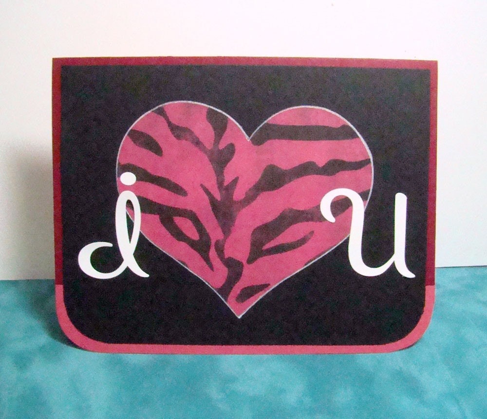I Heart You Handmade Bold Graphic Pink Black White Love Valentine's Day Anniversary Card