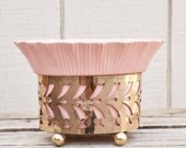 Soft Pink Planter with Intricate Gold Stand