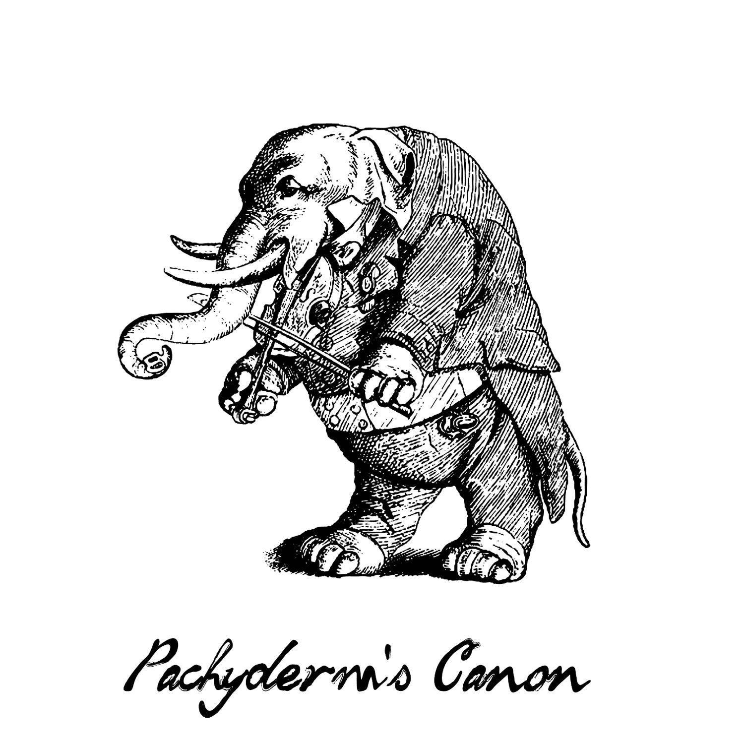 Elephant Playing Violin Fiddle "Pachyderm's Canon" 5x7" print Musical Illustration violinists and fiddlers