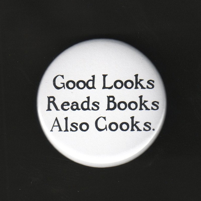 Bachelor's Button Good Looks Reads Books Also Cooks For singles 1.75"