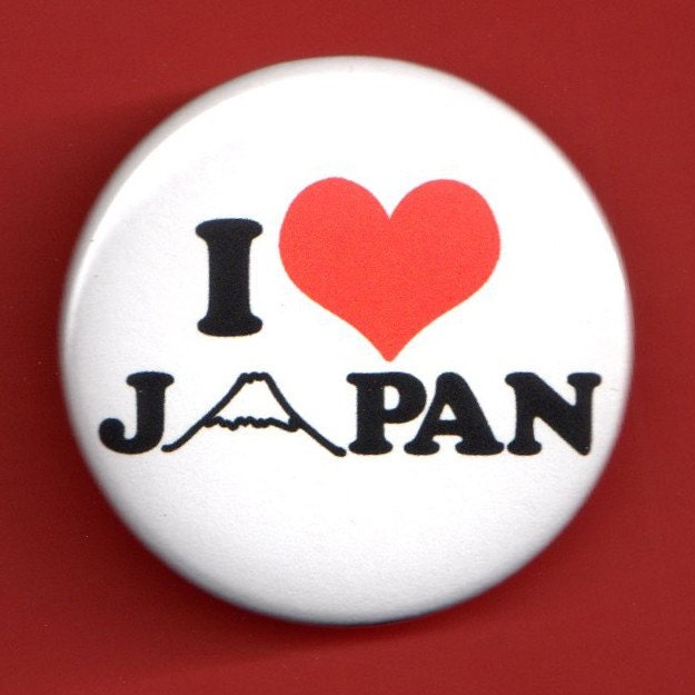 I Love Japan Button Badge Japanese Heart Pinback Button Mount Fuji Pin