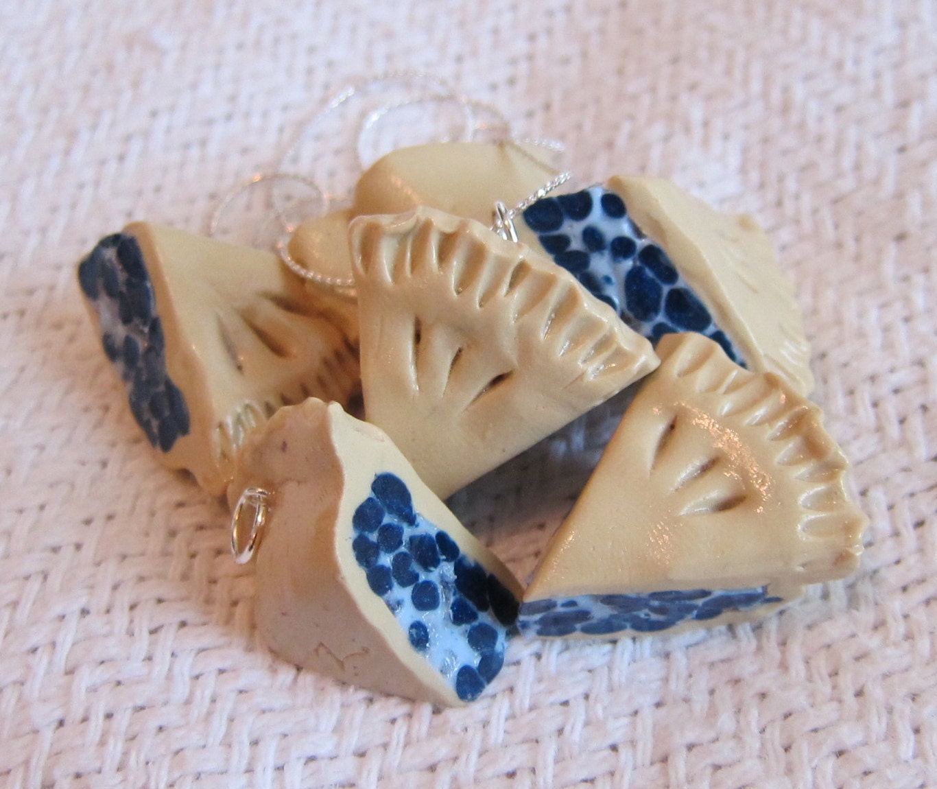Country Style Deep Dish Blueberry Pie Necklace / Pendant