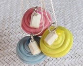 It's a Girl Pink, It's a Boy Blue, or Neutral Yellow Babies Bottle Baby Shower Cupcake Necklace / Pendant