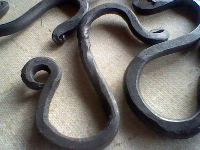 Hand forged iron S hooks