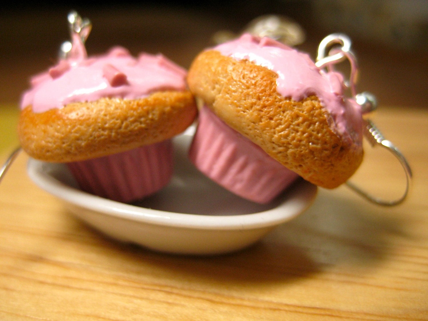 Food Jewelry Pink Sprinkles Cupcake Earrings