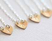 10 personalized bridesmaid necklaces, bridesmaid gift package - tiny initial heart necklaces (gold and silver combination)