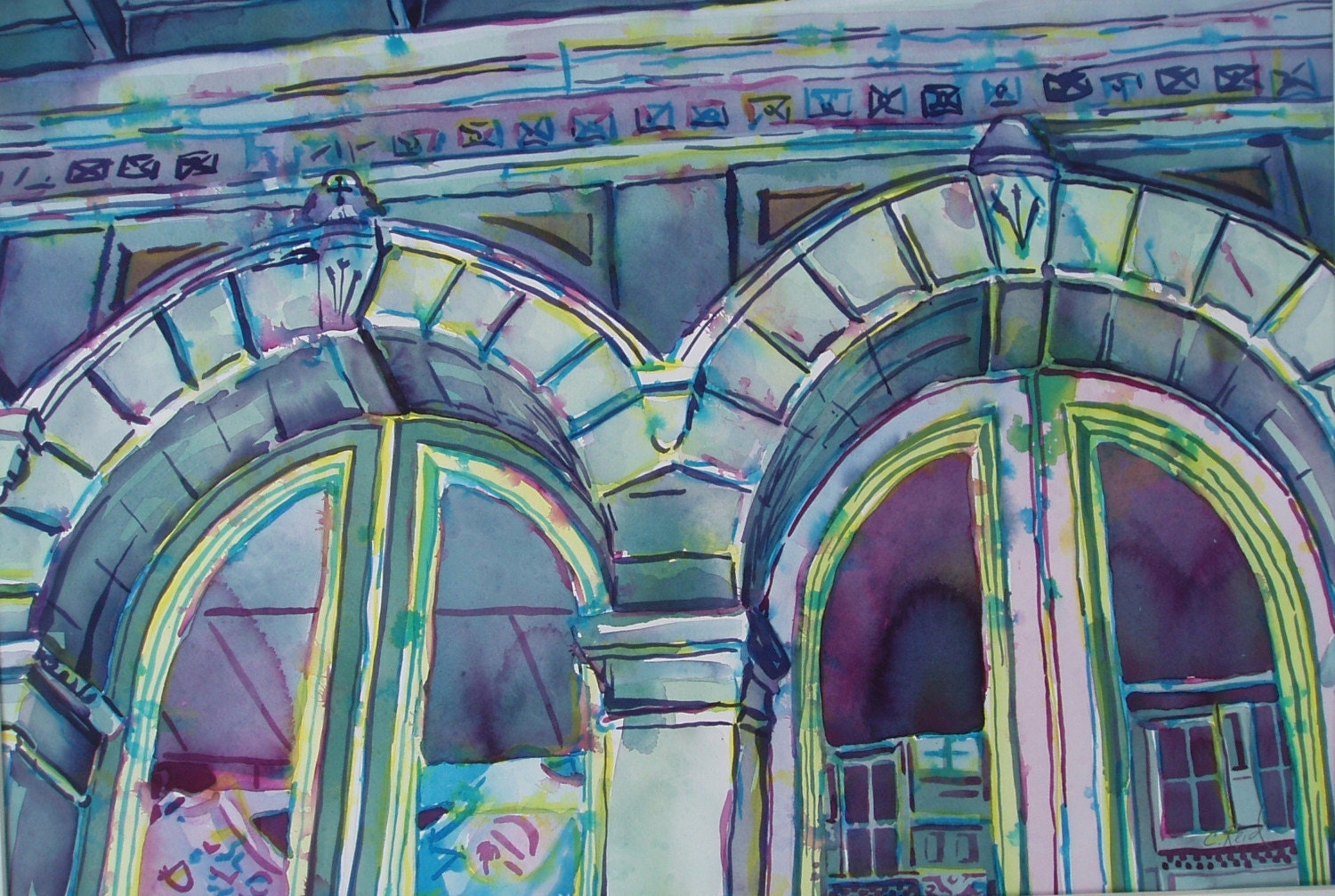 Original watercolor, 15 x 22, Emporium