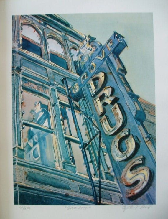 Austin Texas Grove Drugs, Limited edition print
