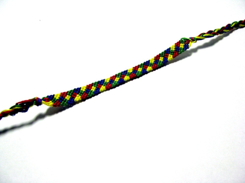 Colorblock Red, Green, Blue, Yellow Primary Colors Friendship Bracelet