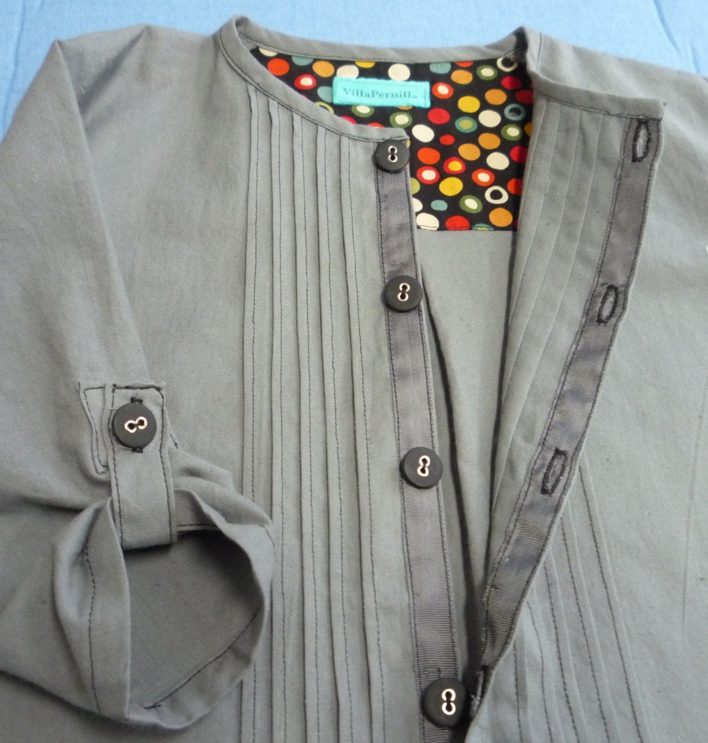 grandad shirt boys pewter grey