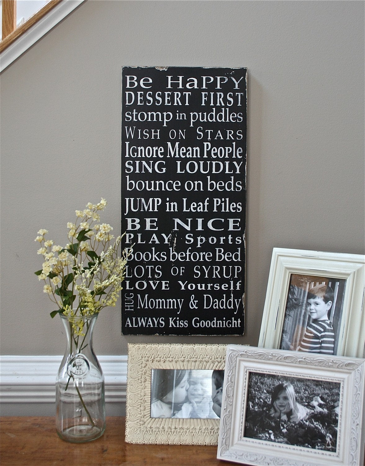 Family Rules Sign by the Kids Typography Word Art