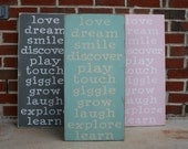 The First Family Rules  - Distressed Typography Word Art Sign - Perfect for a Nursery - You Pick the Color