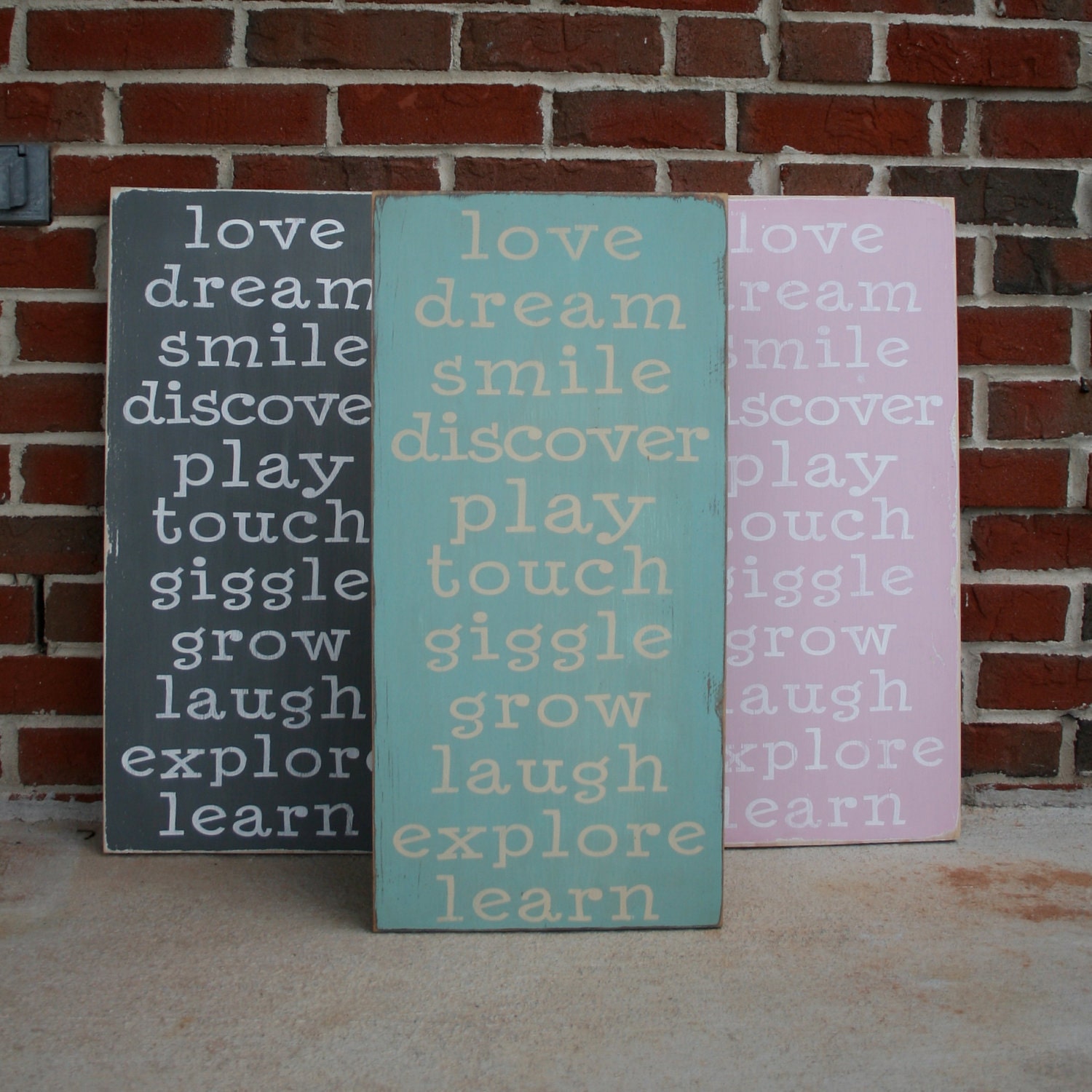 The First Family Rules - Distressed Typography Word Art Sign - Perfect for a Nursery - You Pick the Color