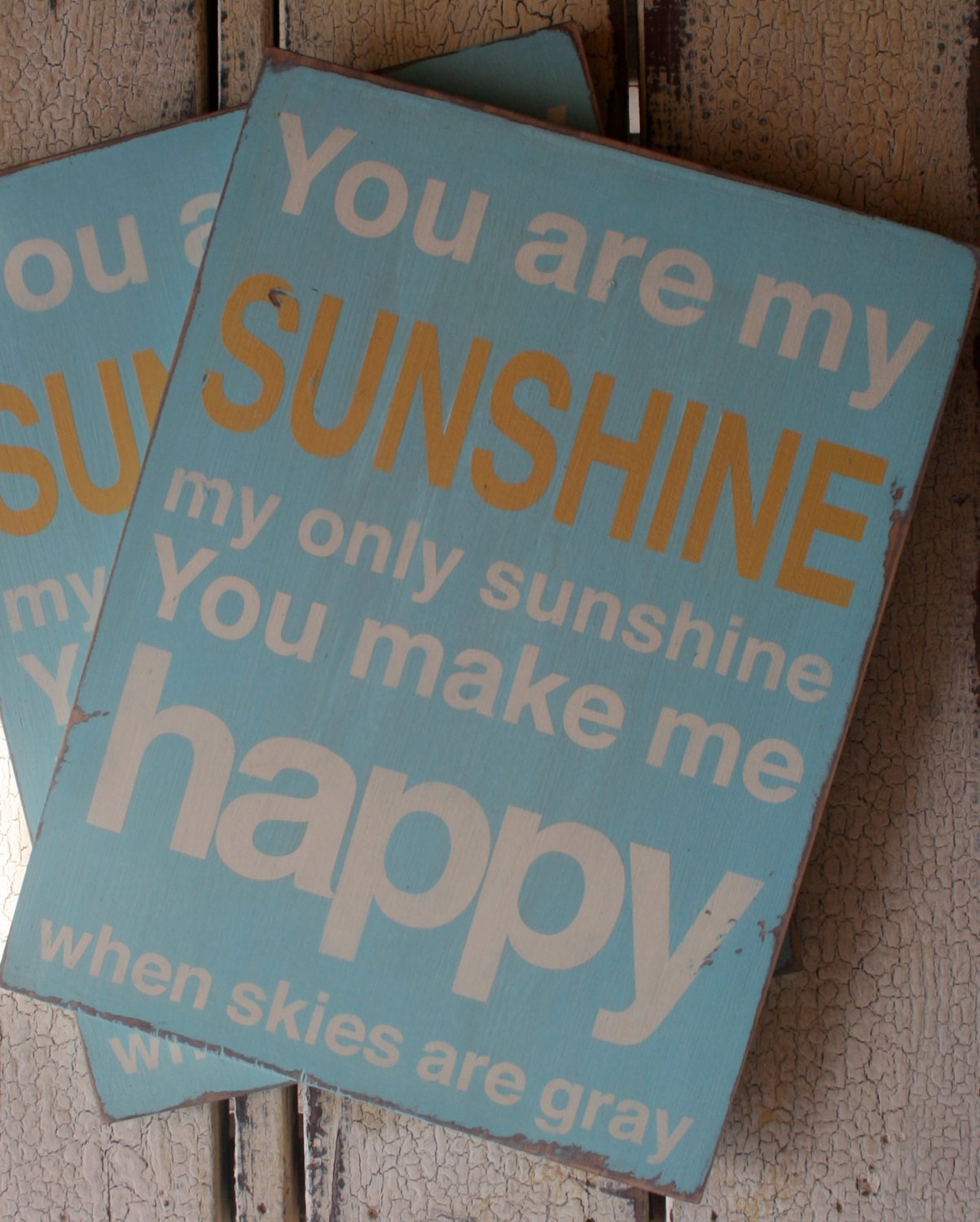 You Are My Sunshine Typography Word Art Sign - Robins Egg Blue