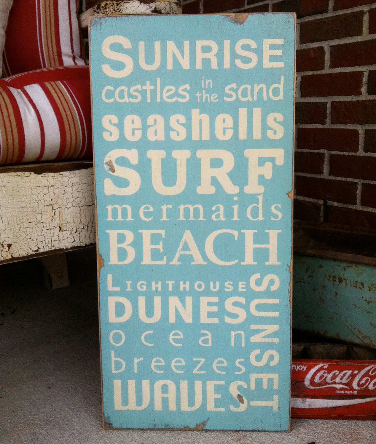 A Day at the Shore Beach Typography Word Art Sign