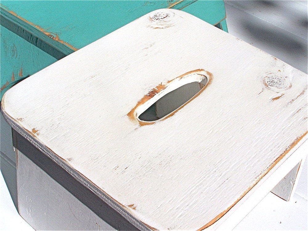 Vintage Style Step Stool No. 3 in White Handmade by Circle Creek Home