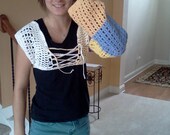 One Sleeve  Shrug Purple, Yellow, Blue, Cream, White Bell Sleeve, Lace-up  Front