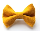 Golden Yellow Felt Bow Barrette Hair Clip