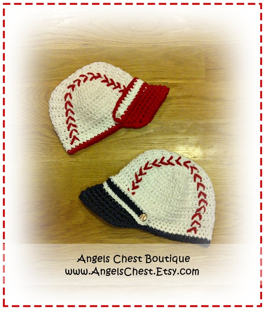 BASEBALL CAP Crochet Hat Pattern Size Newborn to Preteen Boutique Design - No. 40 by AngelsChest