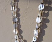 Vintage mother of pearl button necklace hand knotted - One of a Kind