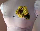 mustard crochet flower clip
