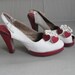 Vintage shoes -- QUEEN of HEARTS 40s pinup wwii leather bride platform hearts