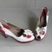 Vintage shoes -- QUEEN of HEARTS 40s pinup wwii leather bride platform hearts