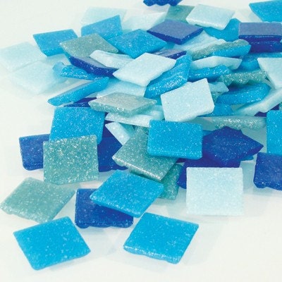 Vitreous Glass Mosaic Tile Blue Jean Denim Mix 8 oz