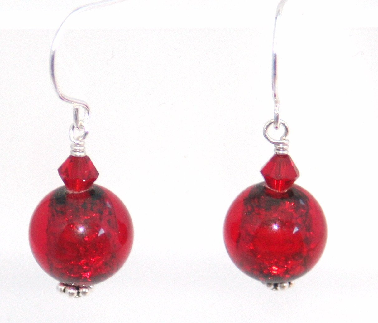 Red Glass Lampwork Earrings