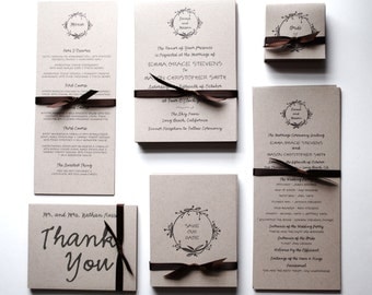 Wedding Invitations & RSVP Postcards: earthy and economical series (SAMPLE)