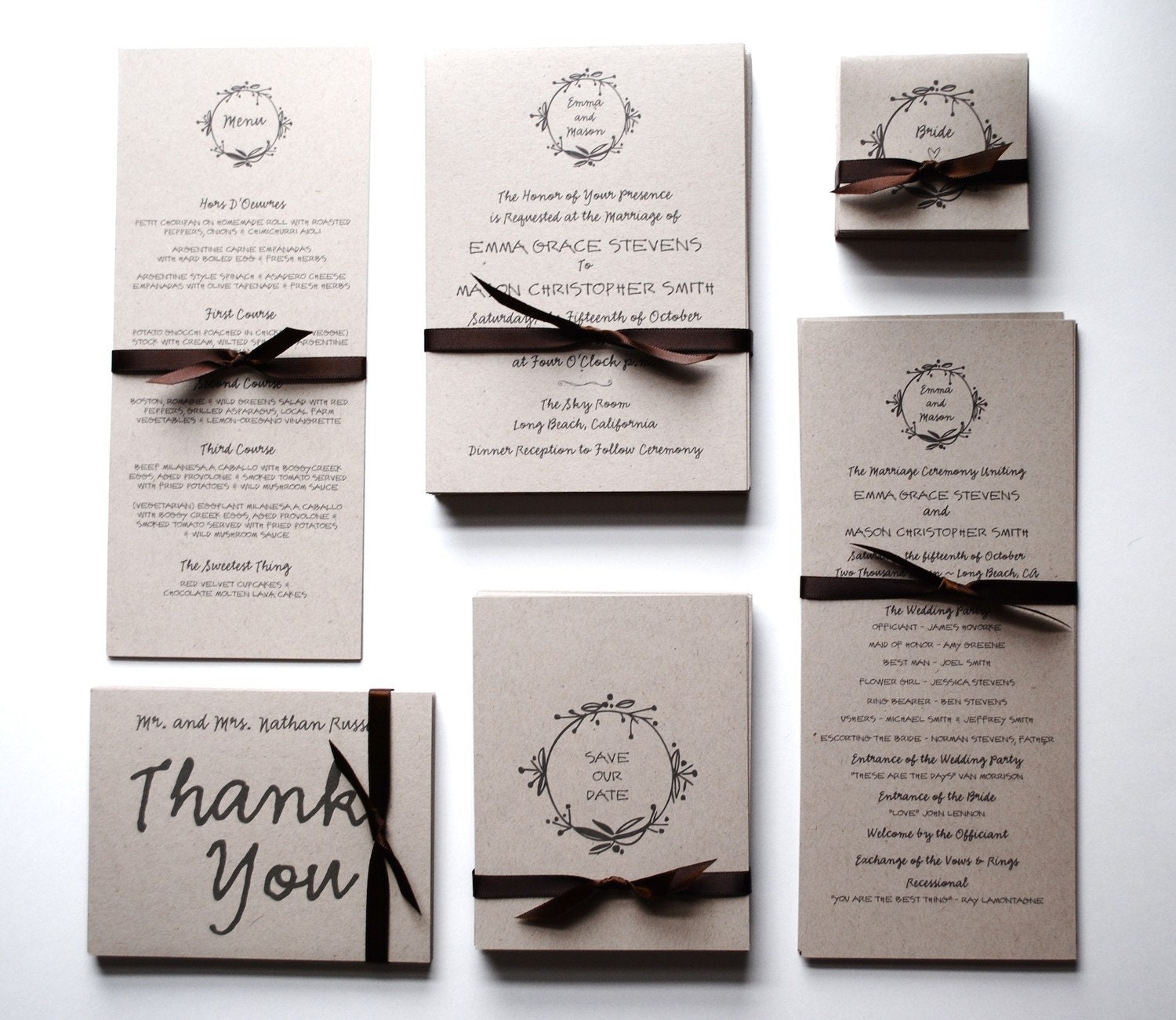 Wedding Invitations & RSVP Postcards: earthy and economical series (SAMPLE)