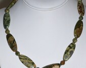 Rhyolite Lozenge Bead Necklace with Sterling Accents by MixedMediaDesigns1
