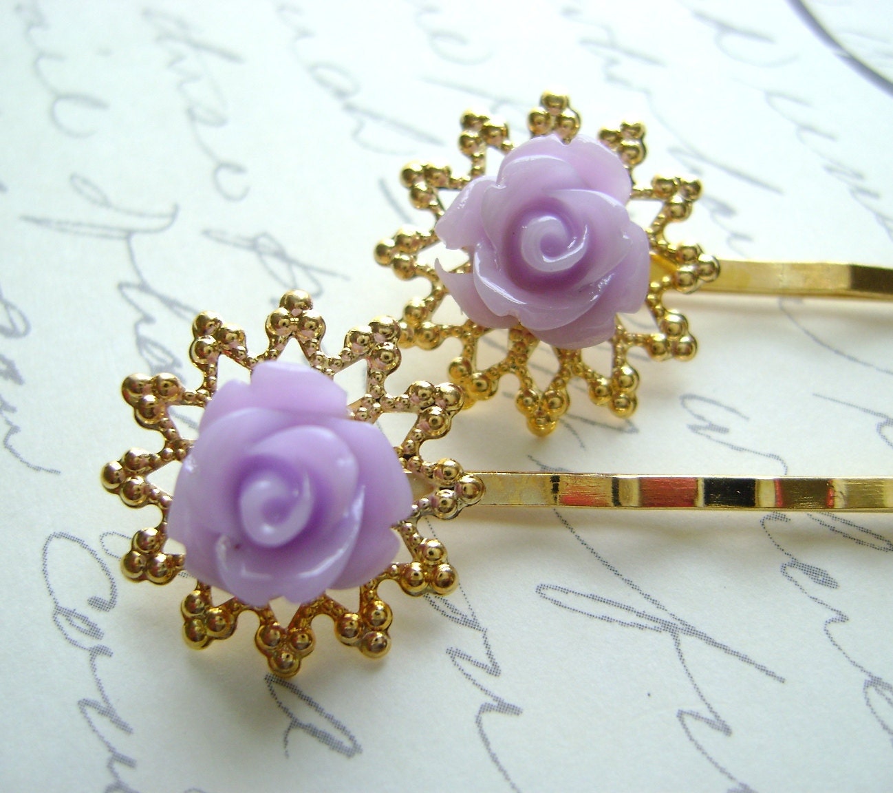 Gold Purple Lavender Bobby pins