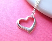 Sterling Silver Open Heart charm necklace like Tiffany, Bridesmaid Gifts, Wedding jewelry, bridal jewelry